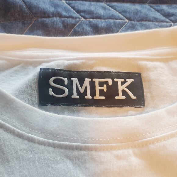 SMFK Official Size S Compass Cross Vintage Oversized Tee White FLAW - Picture 8 of 9